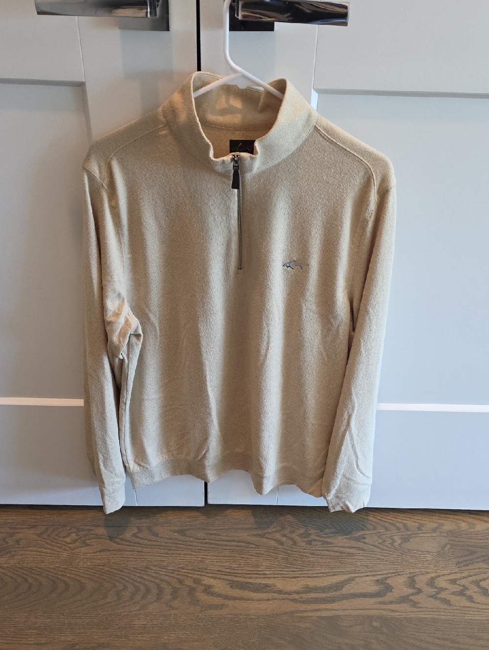 Greg Norman Shark Cream Quarter-Zip Mock Neck Sweater